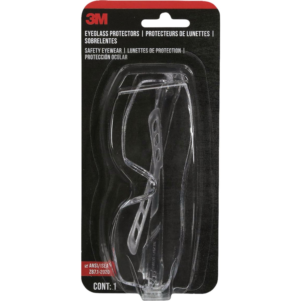 3M Clear Frame Safety Eyeglass Protectors with Anti-Scratch Clear Lenses Image 2