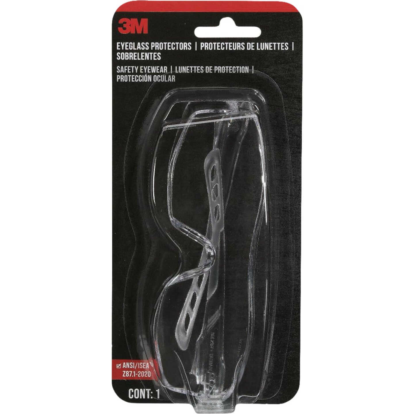 3M Clear Frame Safety Eyeglass Protectors with Anti-Scratch Clear Lenses Image 2