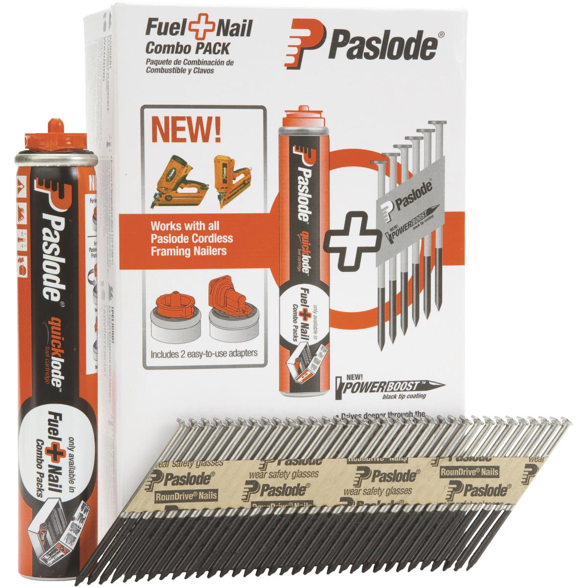 Paslode 30 Degree Bright Framing Nail & Fuel Combo Pack, 3 In. x .131 In. (1000-Pack Nails + 1 Fuel 