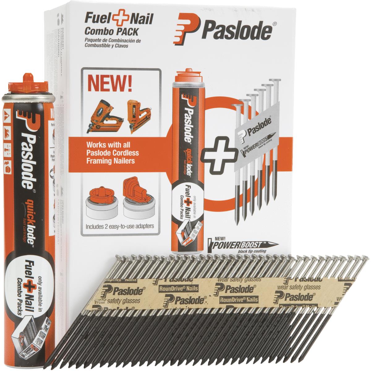 Paslode 30 Degree Bright Framing Nail & Fuel Combo Pack, 3-1/4 In. x .131 In. (1000-Pack Nails + 1 F