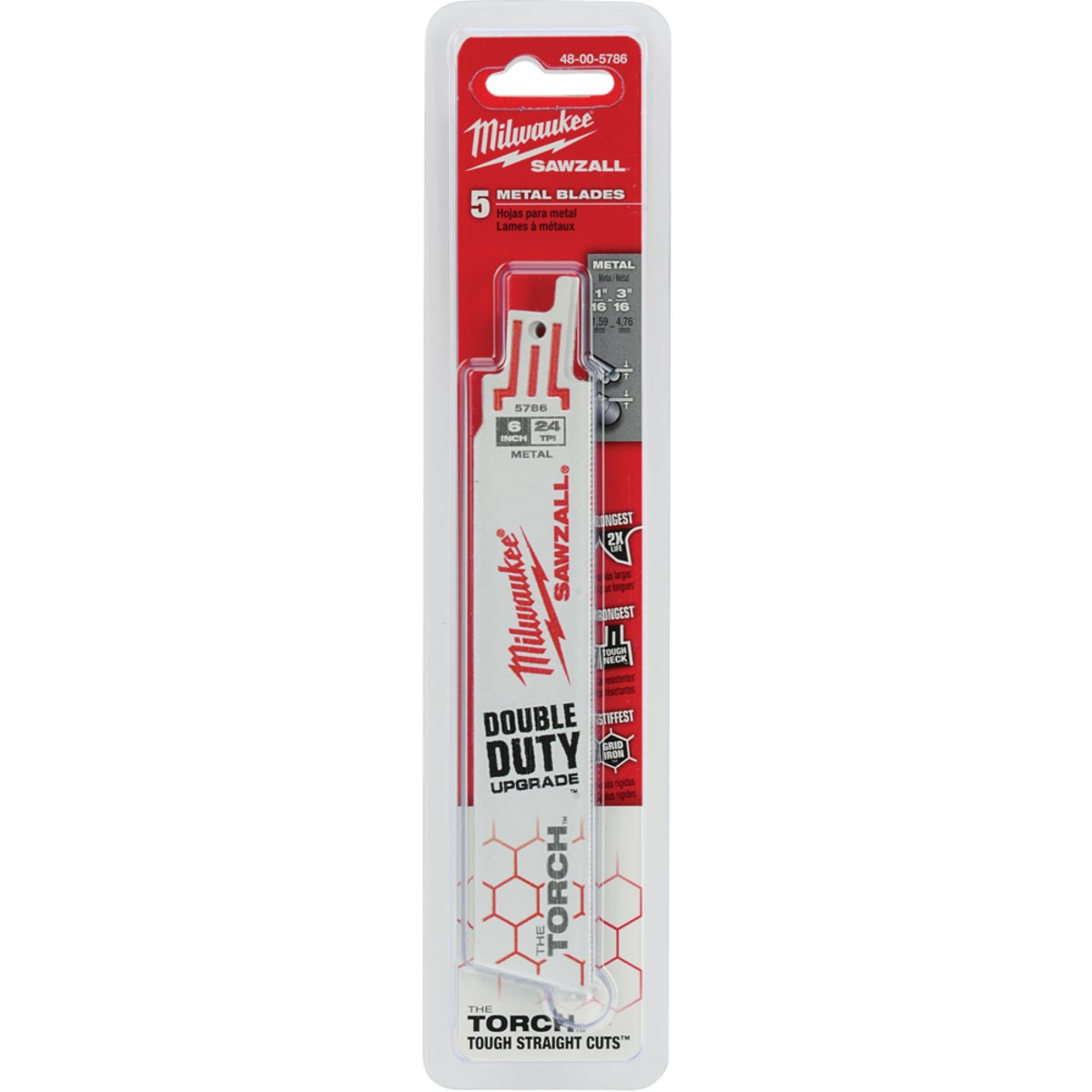 Milwaukee SAWZALL The TORCH 6 In. 24 TPI Metal Demolition Reciprocating Saw Blade (5-Pack) Image 1