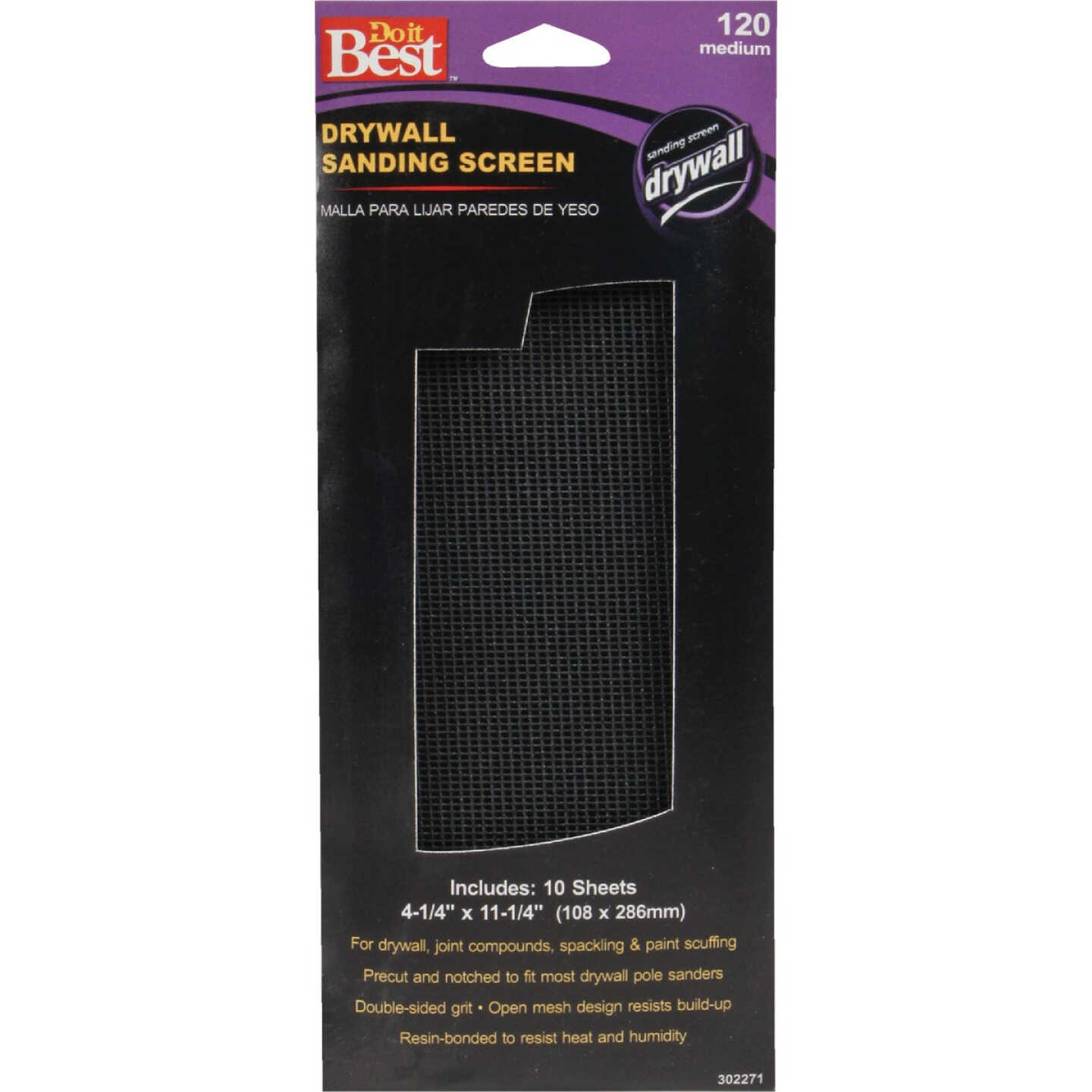 Do it Best 120 Grit 4-1/4 In. x 11-1/4 In. Drywall Sanding Screen (10-Pack) Image 1