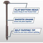 Kreg Protec-Kote #14 x 2-1/2 In. Square Coarse Thread Maxi-Loc Head HD Pocket-Hole Screw (30 Ct.) Image 3