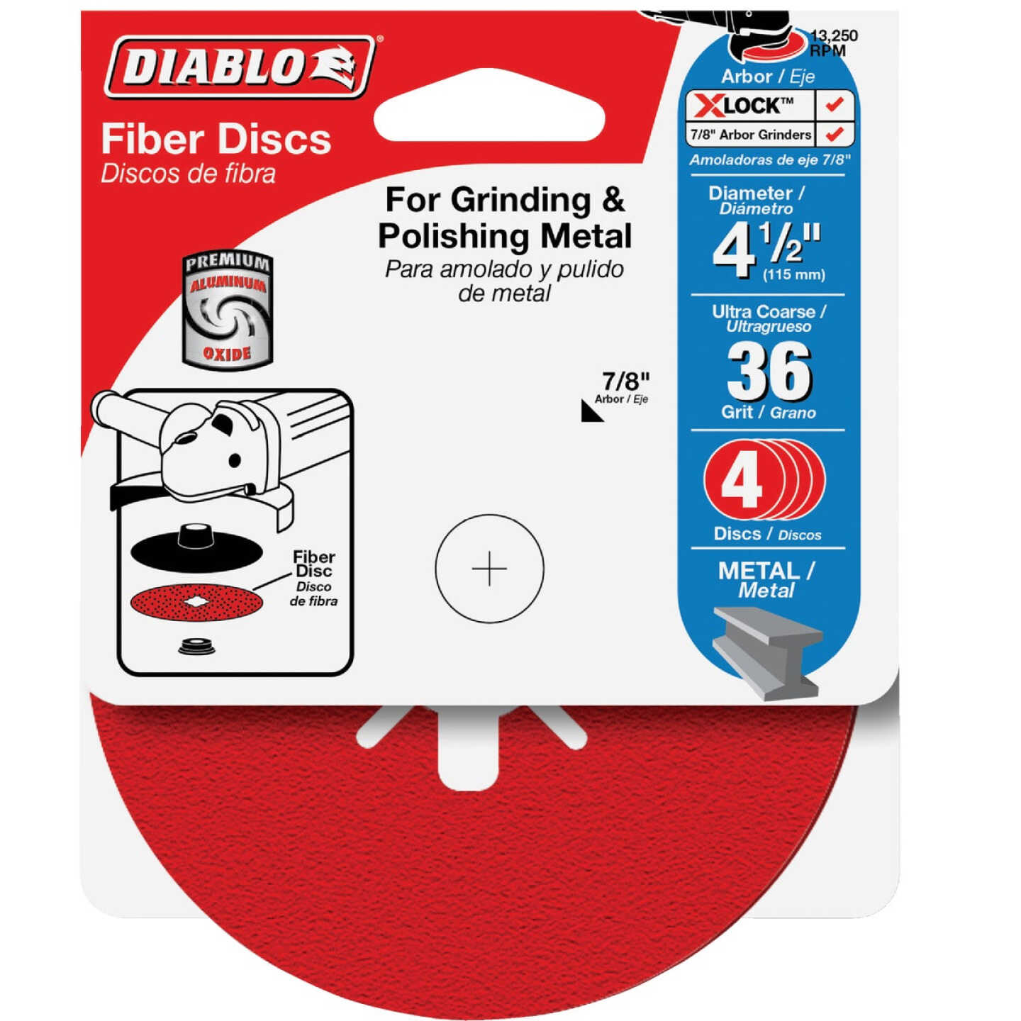 Diablo 4-1/2 In. 36-Grit Fiber Disc (4-Pack) Image 1