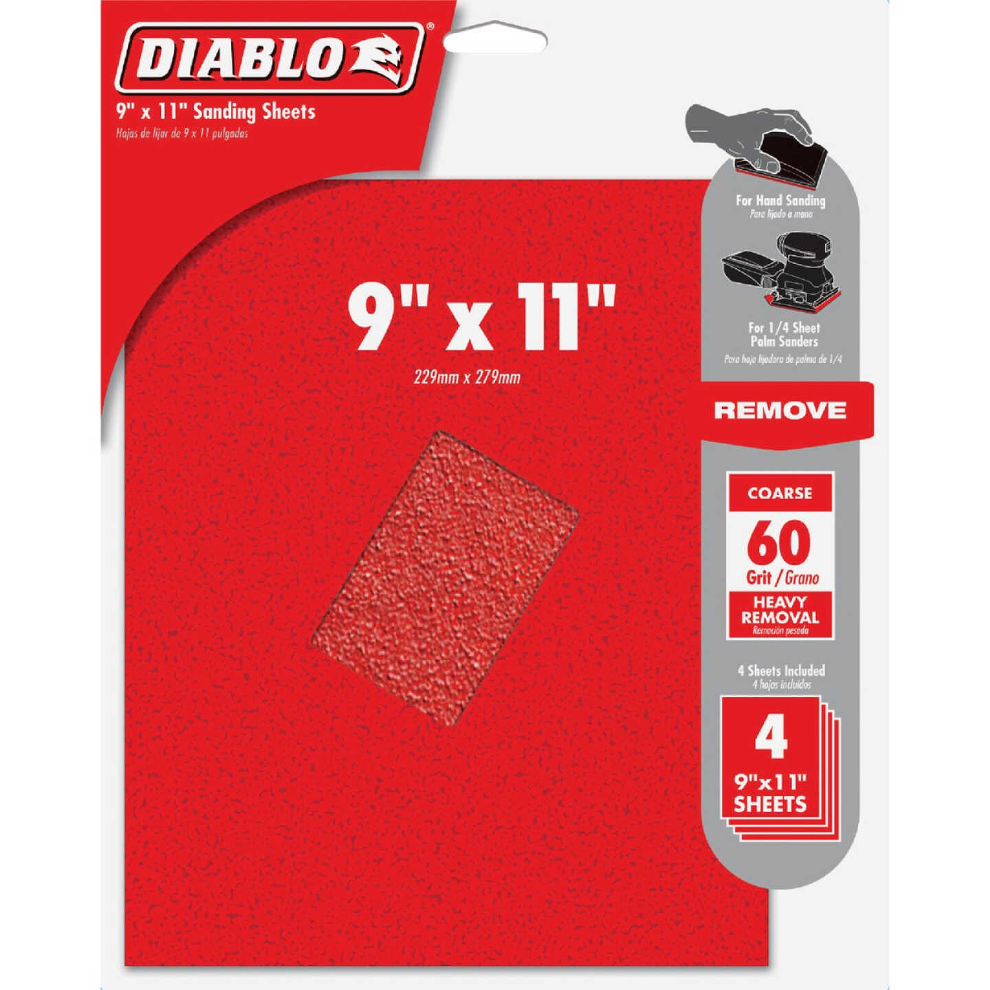 Diablo 9 In. x 11 In. 60 Grit Ultra Coarse Sandpaper (4-Pack) Image 1
