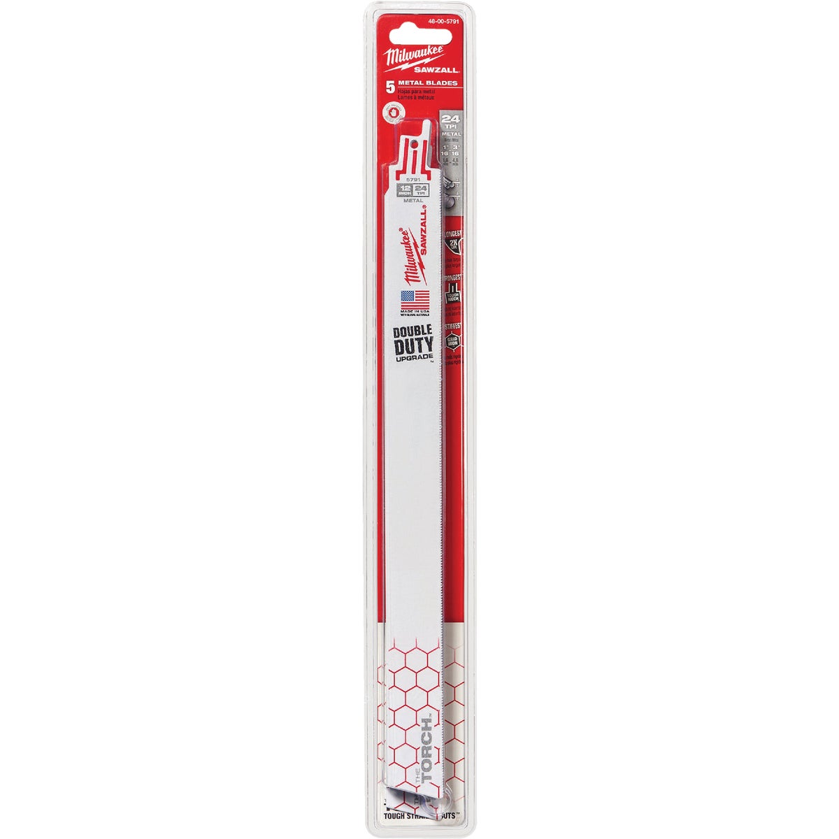 Milwaukee SAWZALL The TORCH 12 In. 24 TPI Metal Demolition Reciprocating Saw Blade (5-Pack) Image 1