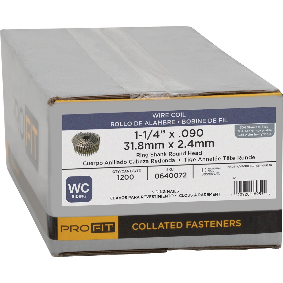 Pro-Fit 1-1/4 In. x 0.090 In. 15 Degree Wire Weld 304-Stainless Steel Coil Siding Nail (1200 Ct.) Image 2