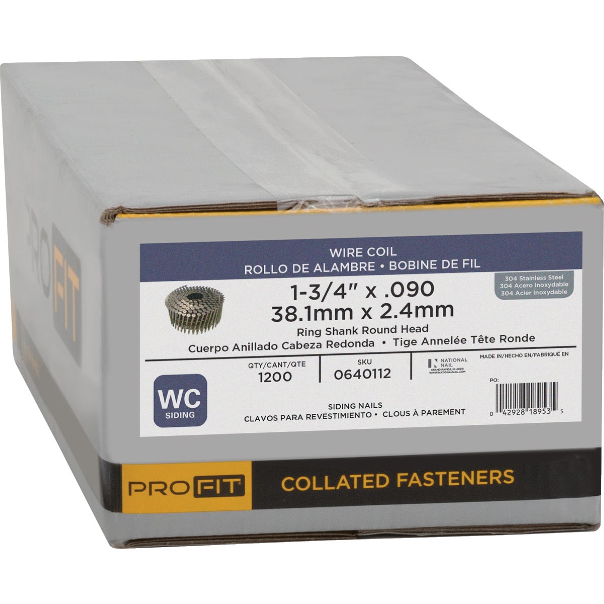 Pro-Fit 1-3/4 In. x 0.090 In. 15 Degree Wire Weld 304-Stainless Steel Coil Siding Nail (1200 Ct.) Image 2