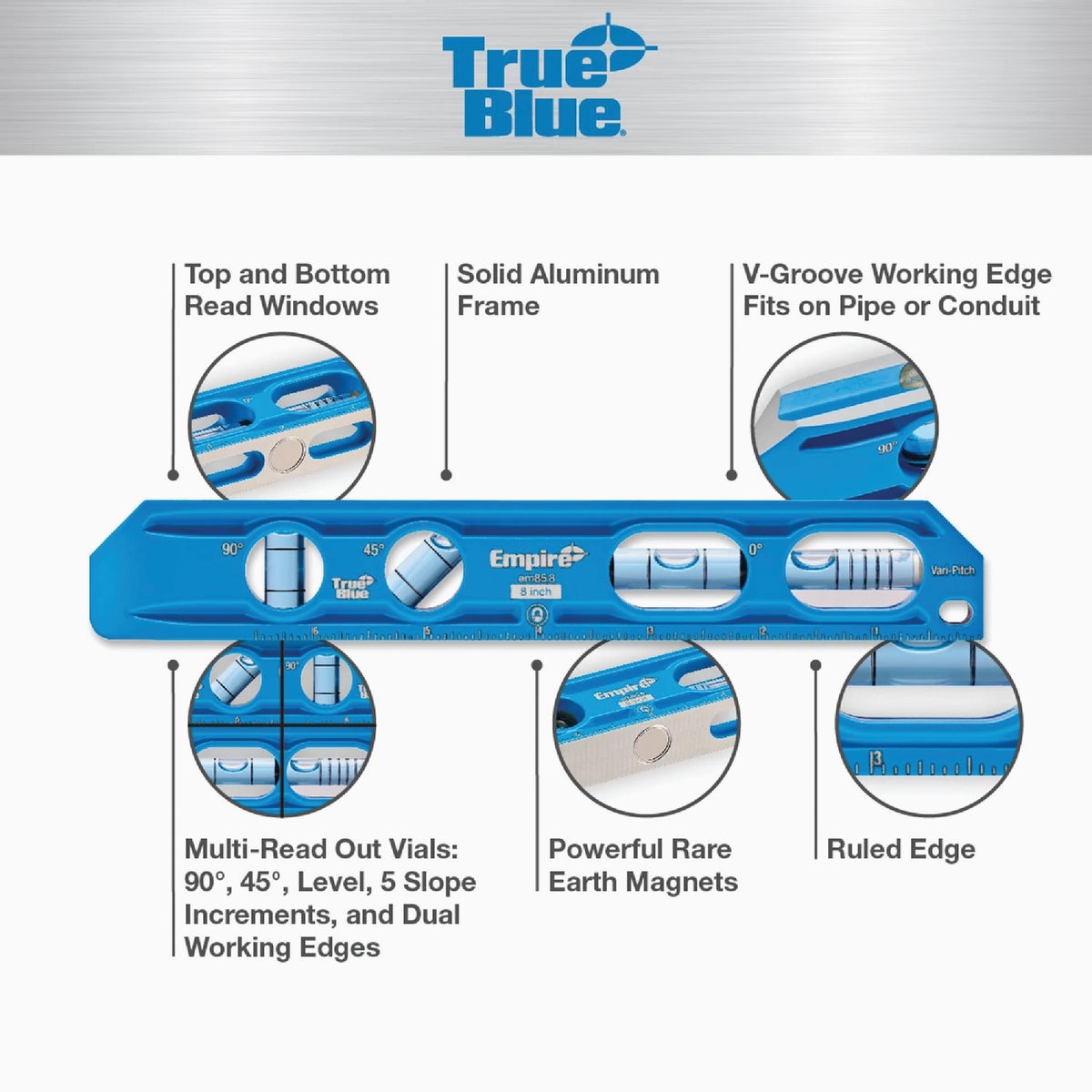 Empire True Blue 8 In. Die Cast Torpedo Level Image 2