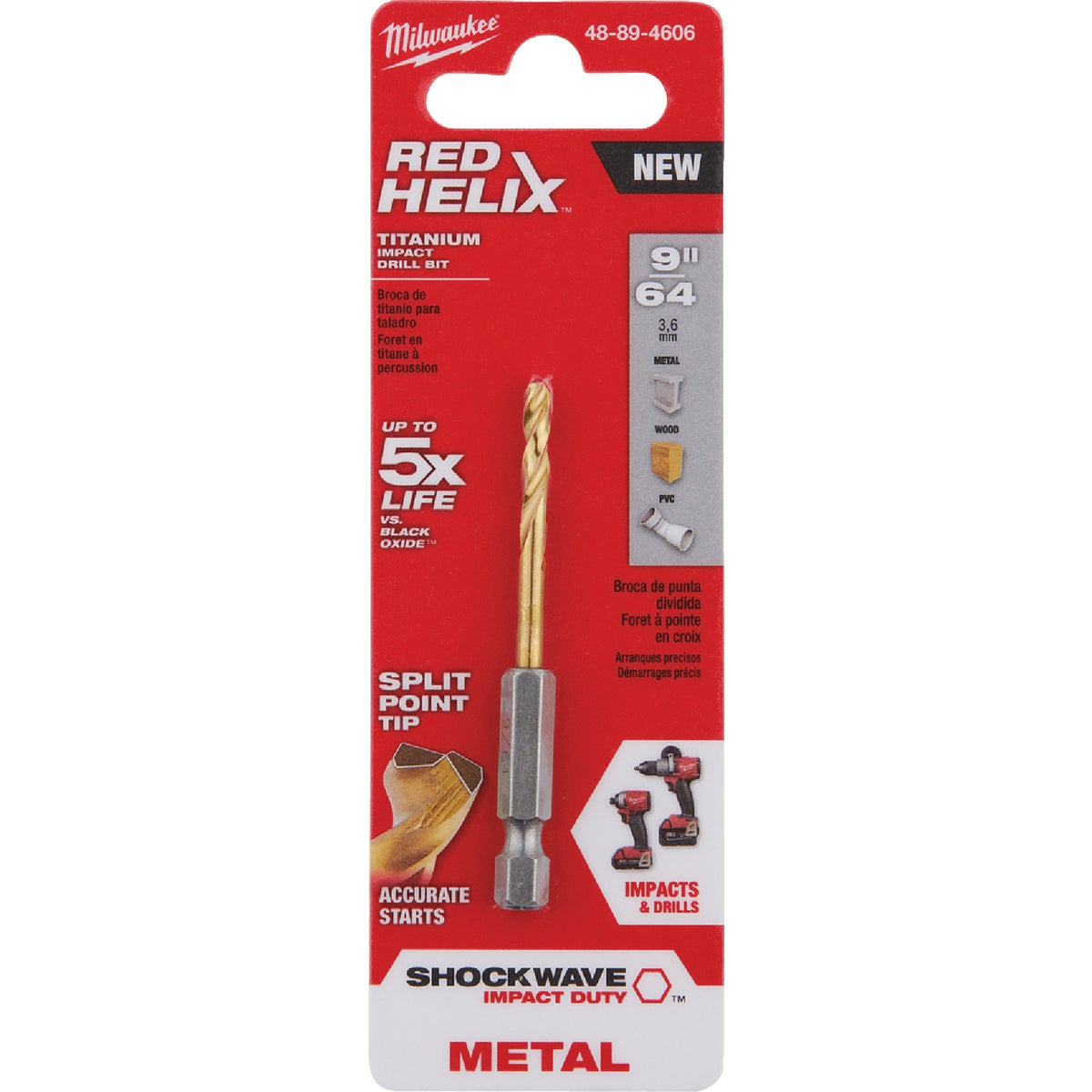 Milwaukee SHOCKWAVE Impact Duty 9/64 In. Titanium Hex Shank Drill Bit Image 3