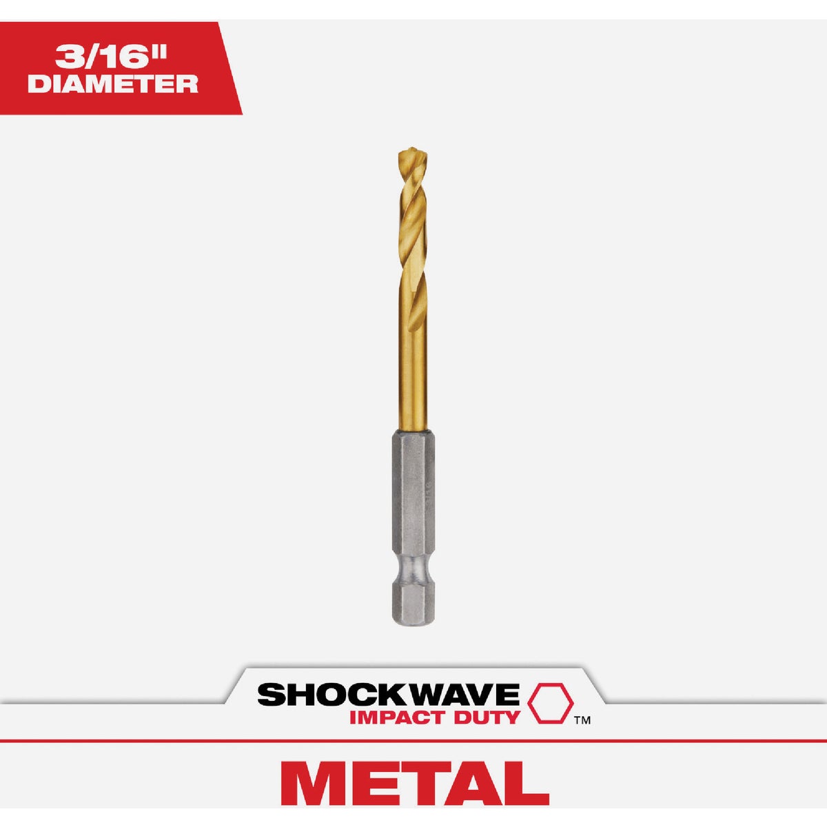 Milwaukee SHOCKWAVE Impact Duty 3/16 In. Titanium Hex Shank Drill Bit Image 1