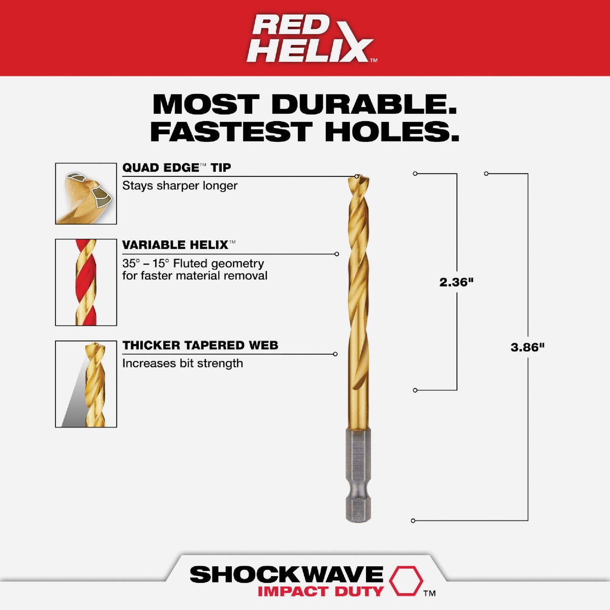 Milwaukee SHOCKWAVE Impact Duty 15/64 In. Titanium Hex Shank Drill Bit Image 2