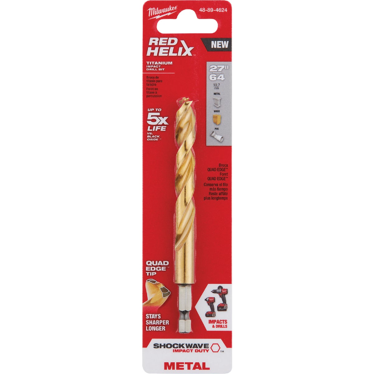 Milwaukee SHOCKWAVE Impact Duty 27/64 In. Titanium Hex Shank Drill Bit Image 3