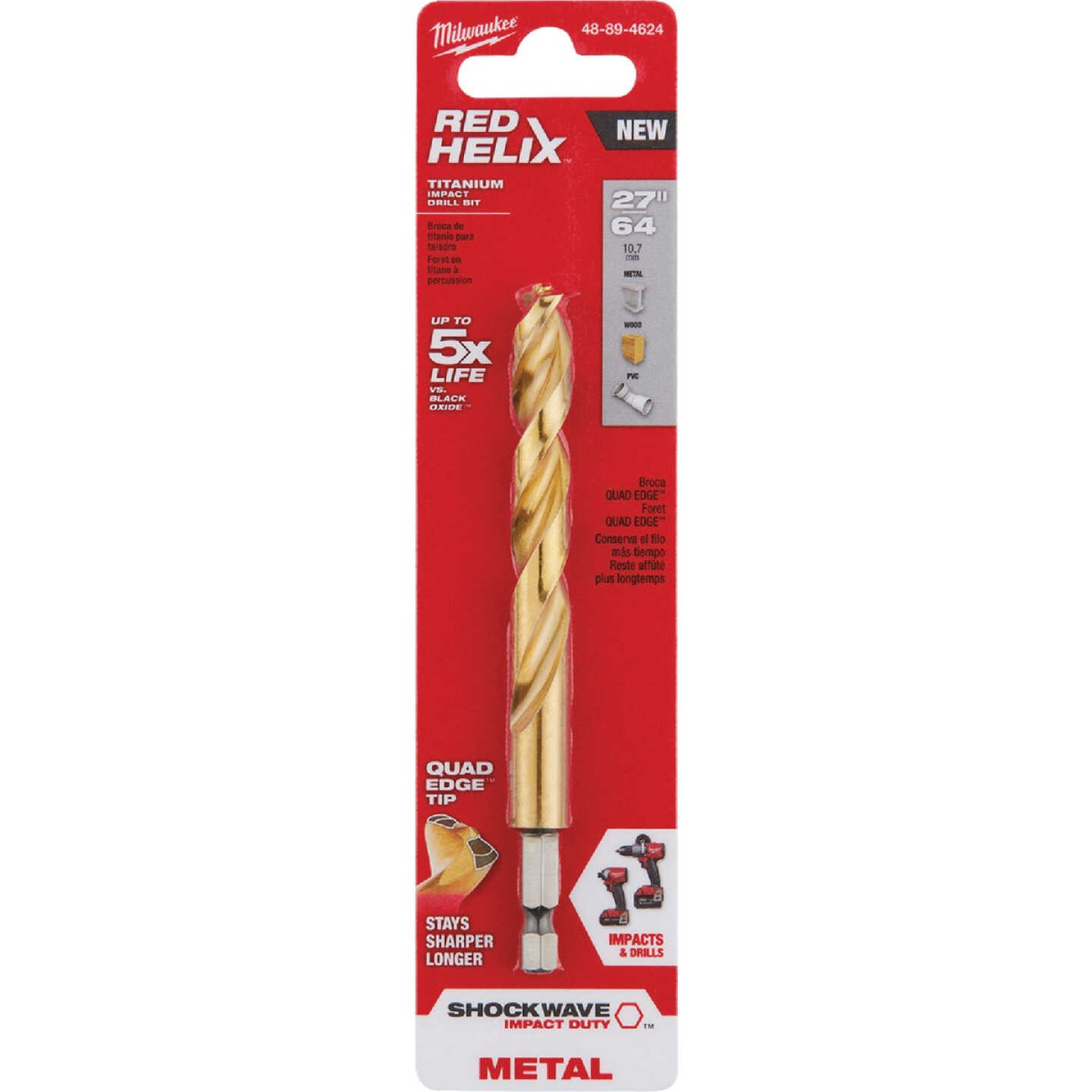 Milwaukee SHOCKWAVE Impact Duty 27/64 In. Titanium Hex Shank Drill Bit Image 3