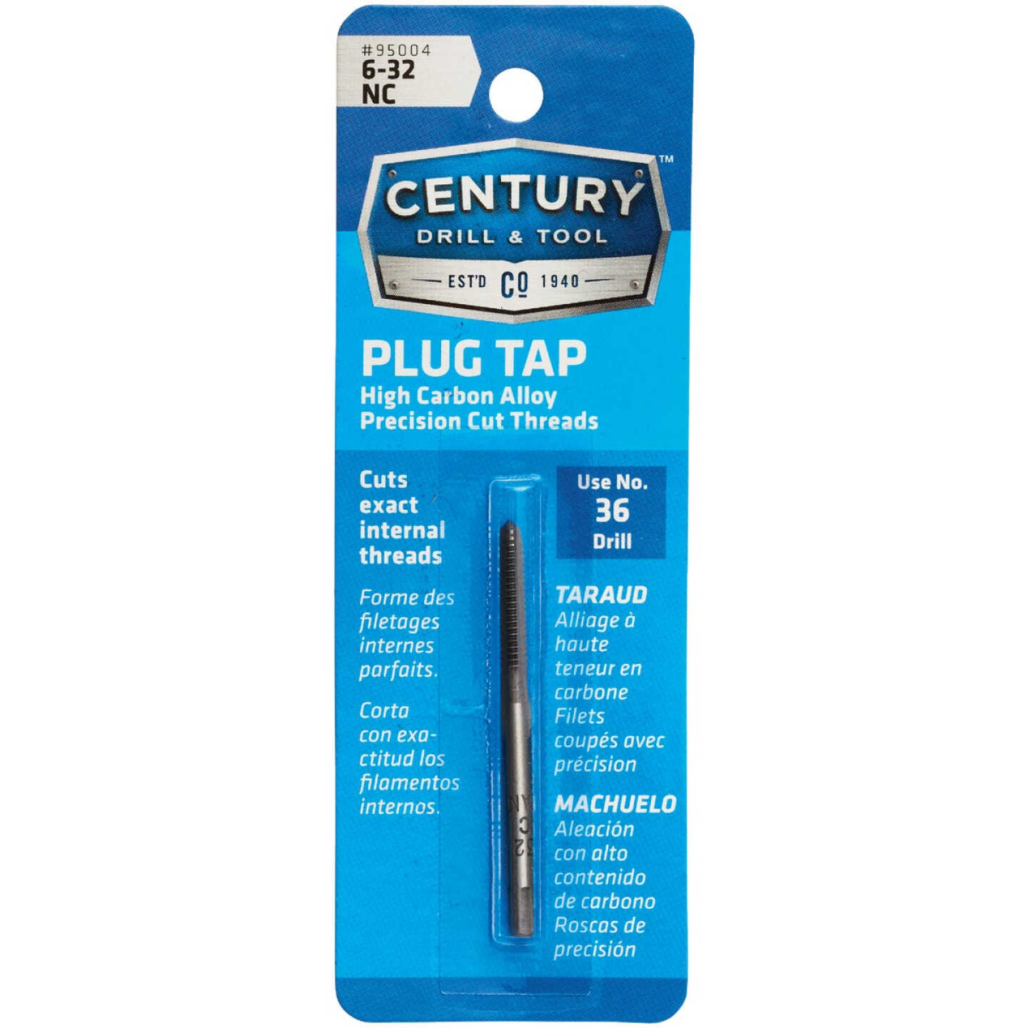 Century Drill & Tool 6-32 Carbon Steel National Coarse Tap-Plug Image 1