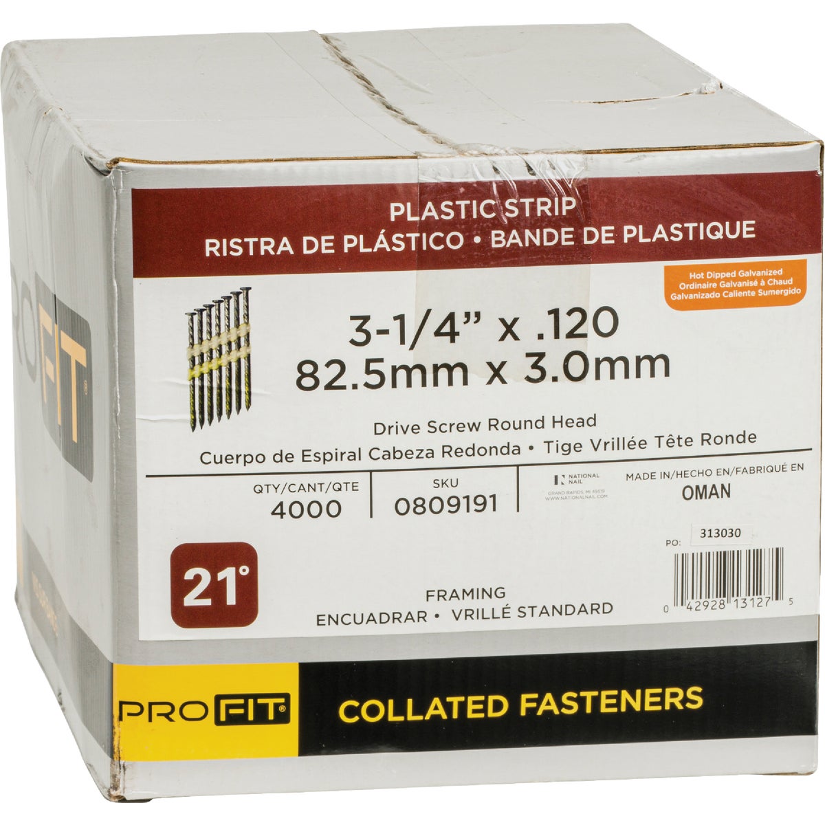 Pro-Fit 3-1/4 In. x 0.120 In. 21 Degree Plastic Strip Round Head Hot Dipped Galvanized Framing Stick Nails (4000 Ct.) Image 2