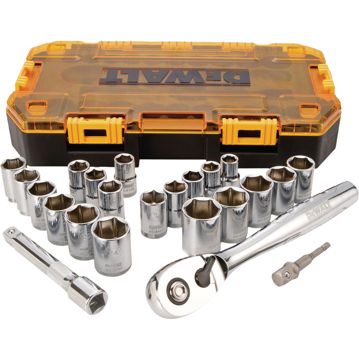 DEWALT 1/2 In. Drive Combination Socket Set with Case (23-Piece)