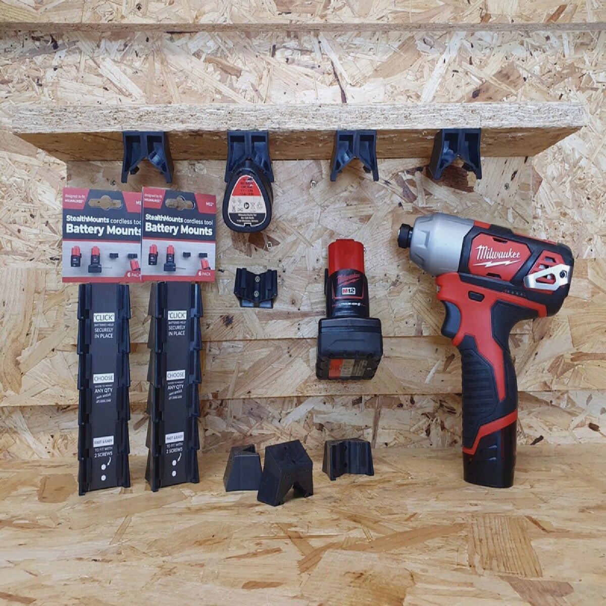 StealthMounts Battery Mounts for Milwaukee M12 (6-Pack) Image 2