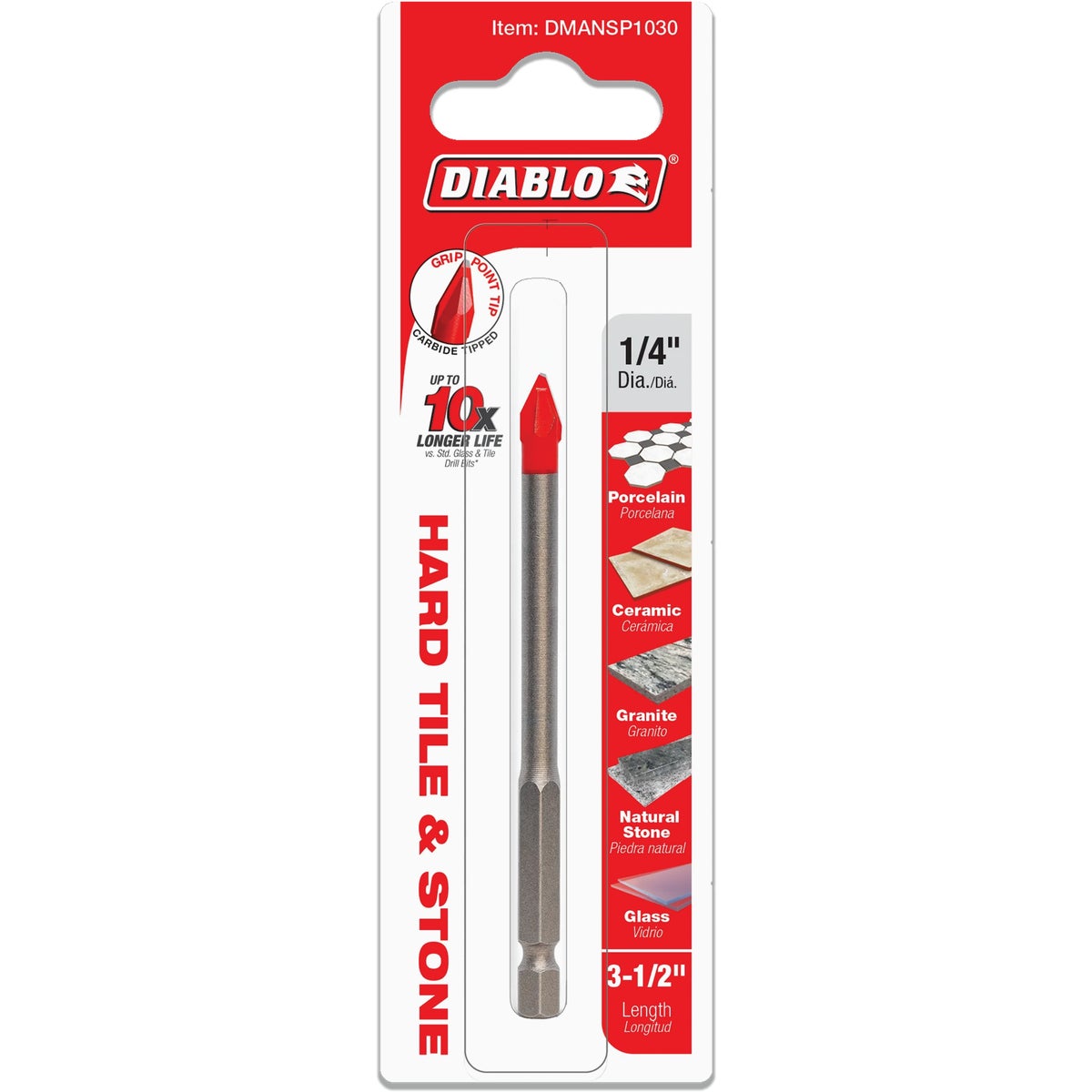 Diablo 1/4 In. x 3-1/2 In. Carbide Tipped Glass, Tile, & Stone Drill Bit Image 2