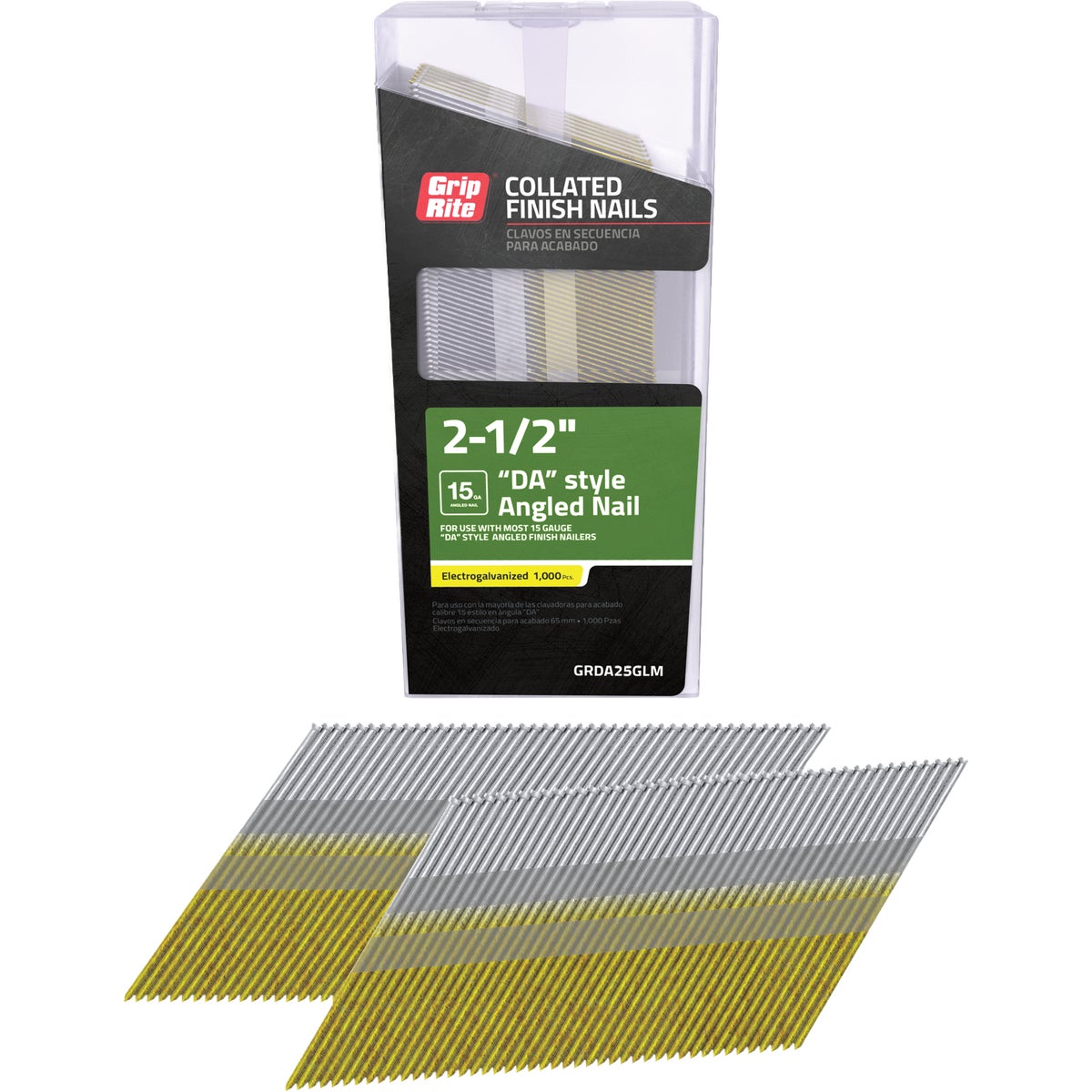 Grip-Rite 2-1/2 In. 15 ga Electrogalvanized DA-Style Collated Finishing Nail (1000-Count)