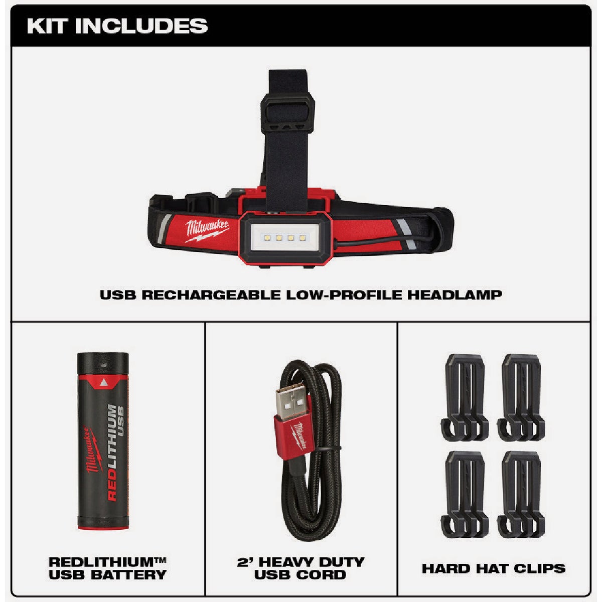 Milwaukee 600 Lm. LED REDLITHIUM USB Rechargeable Low-Profile Headlamp Image 2