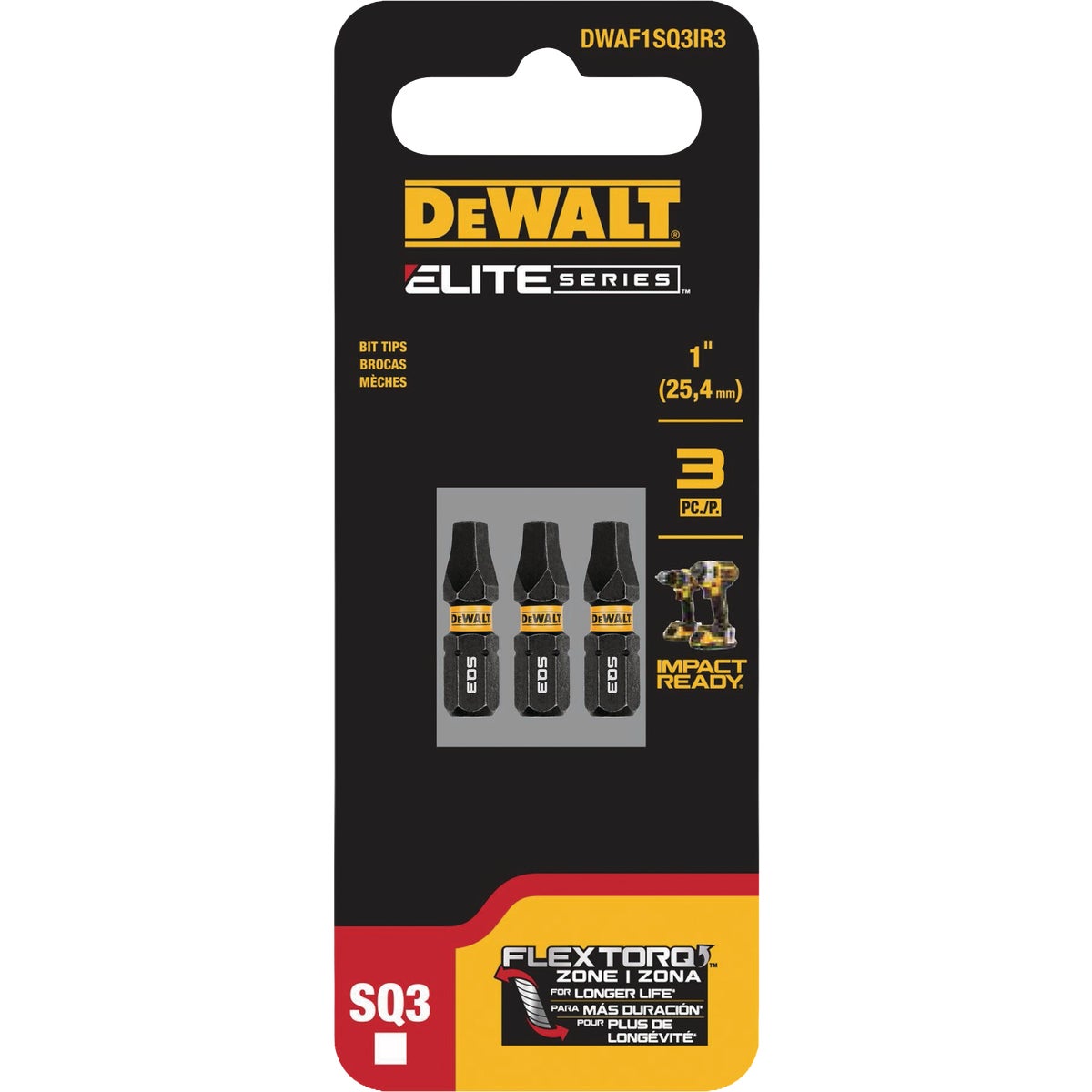 DEWALT Elite Series FlexTorq 1 In. Square #3 Impact Screwdriver Bit (3-Pack) Image 2