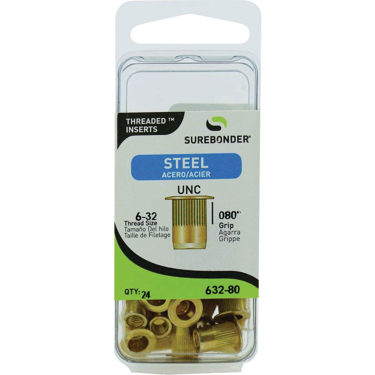 Surebonder 6-32 Steel Threaded Inserts (24-Pack)