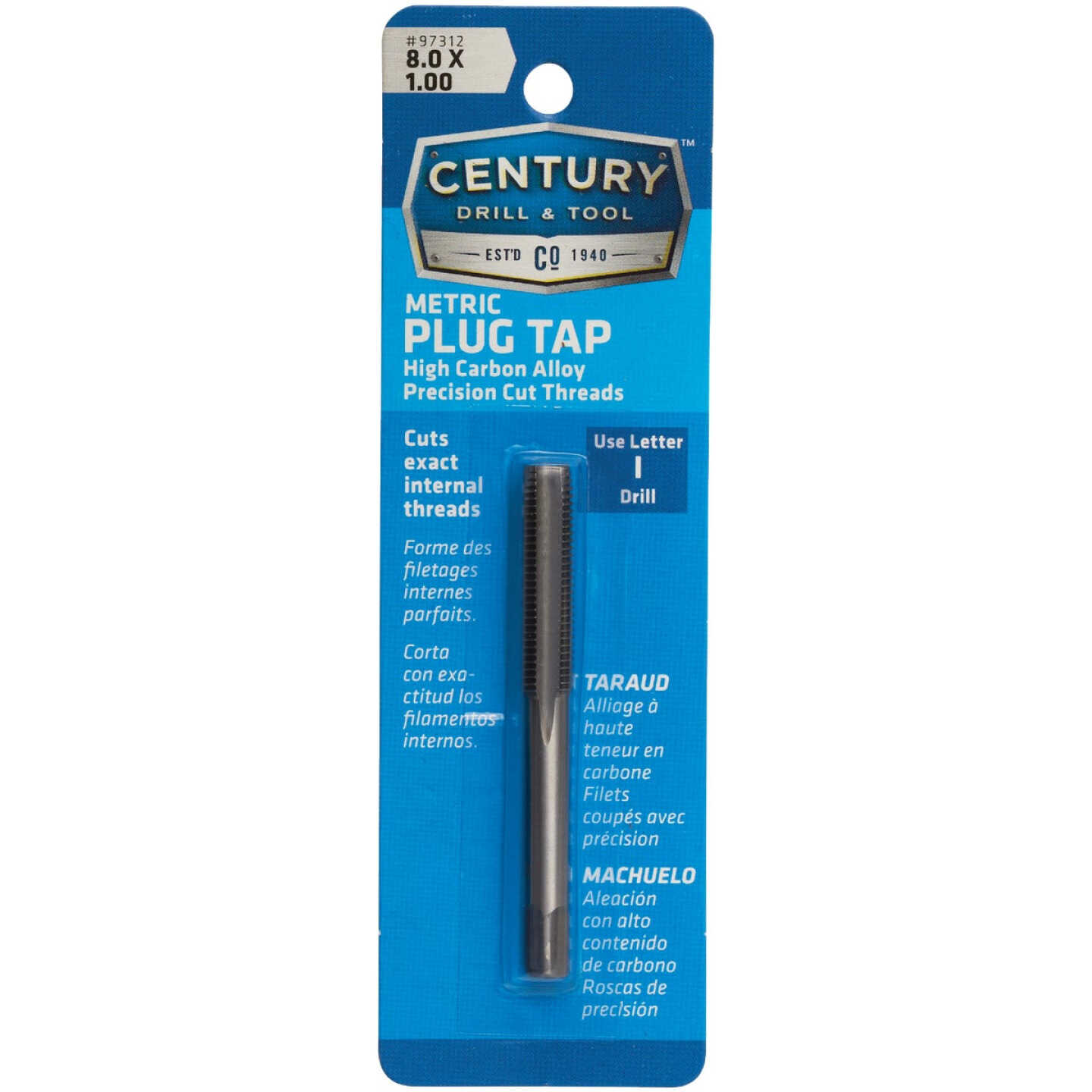 Century Drill & Tool 8.0x1.00 Carbon Steel Metric Tap Image 1