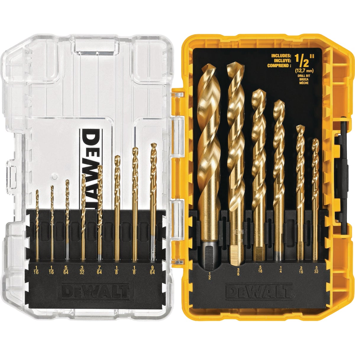 DEWALT Titanium Nitride Coating Impact Ready Drill Bit Set with Toughcase+ System (14-Piece)