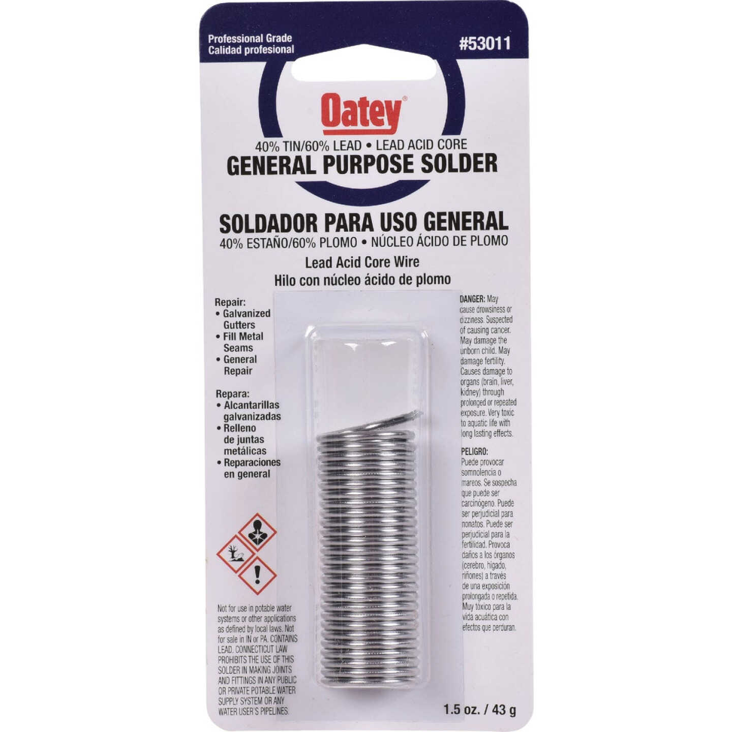 Oatey 1.5 Oz. 40/60 Acid Core Wire Solder Image 1