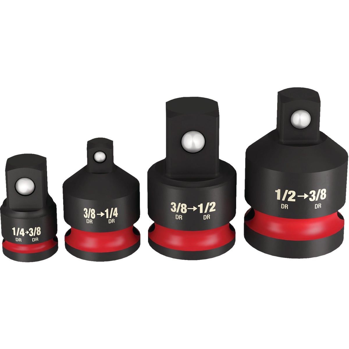 Milwaukee SHOCKWAVE 1/4 In. to 1/2 In. Impact Duty Socket Adapter Set (4-Piece)