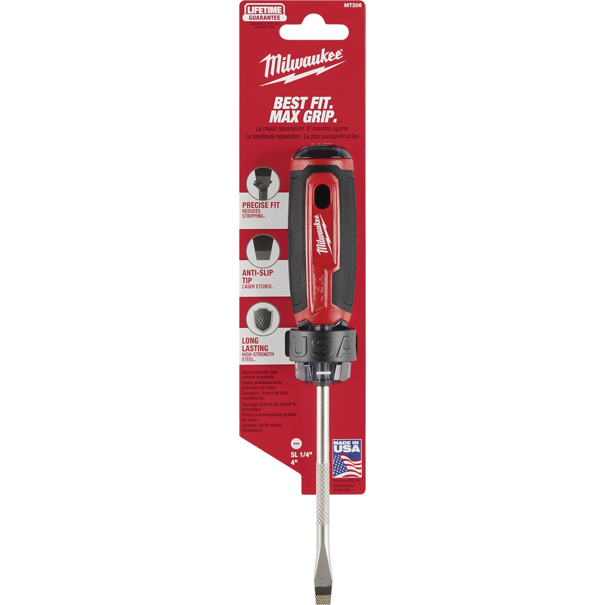 Milwaukee 1/4 In. x 4 In. Slotted Screwdriver with Cushion Grip Image 7