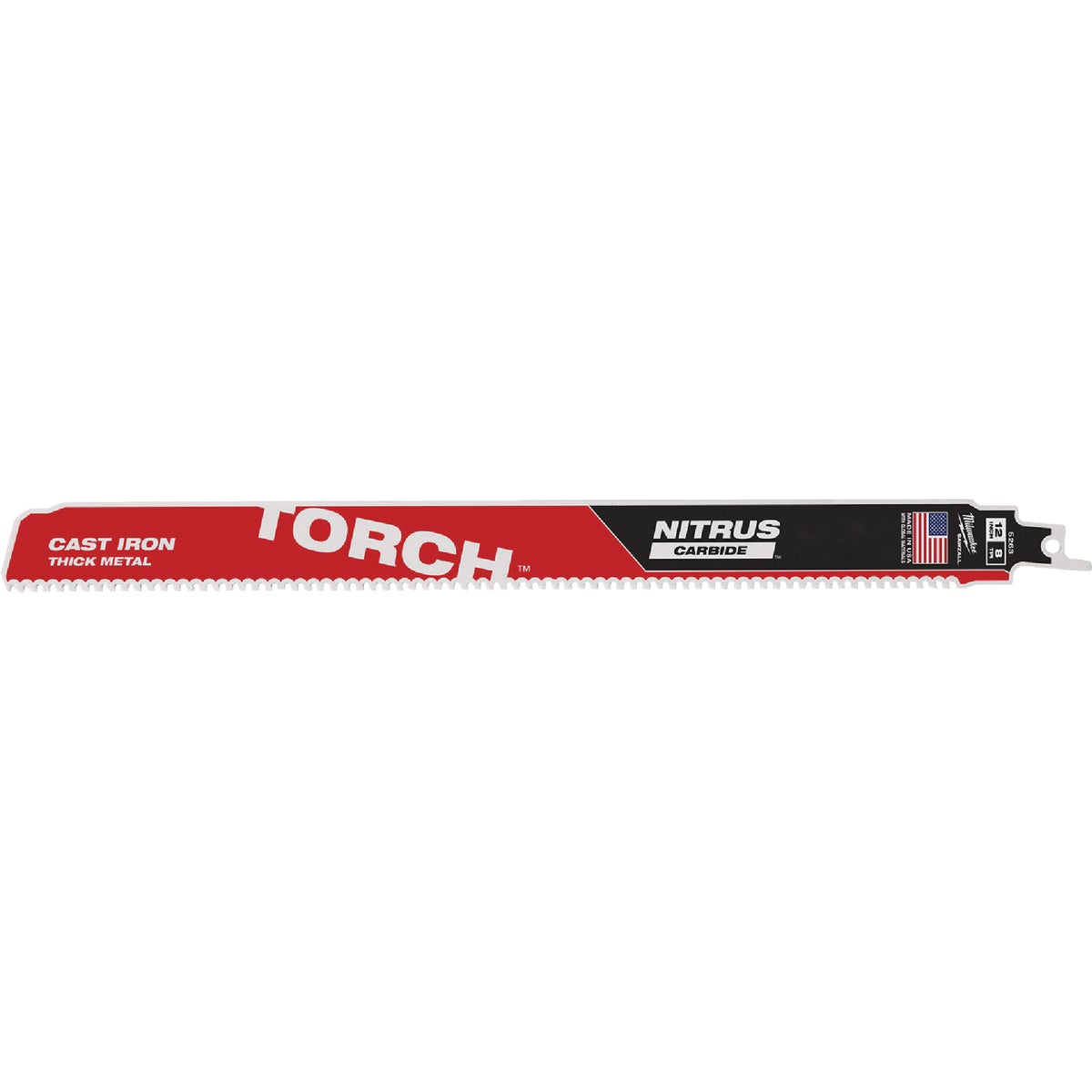 Milwaukee TORCH 12 In. 8 TPI NITRUS CARBIDE Teeth Metal Cutting Reciprocating Saw Blade Image 7