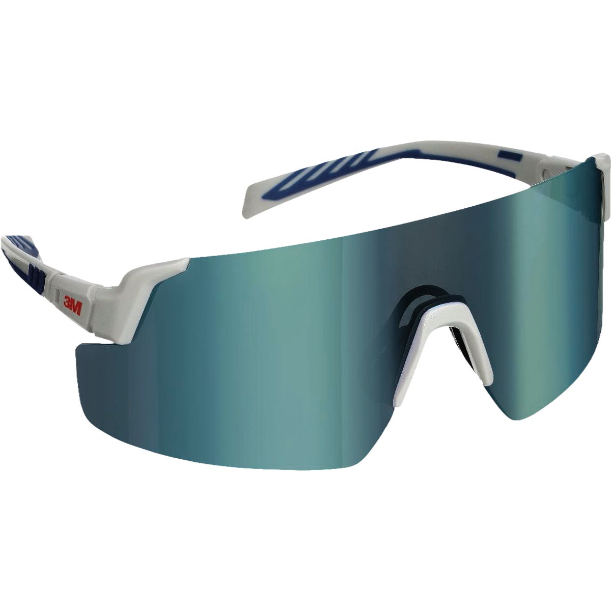 3M Blue/White Frame Safety Glasses with Mirrored Lenses Image 2