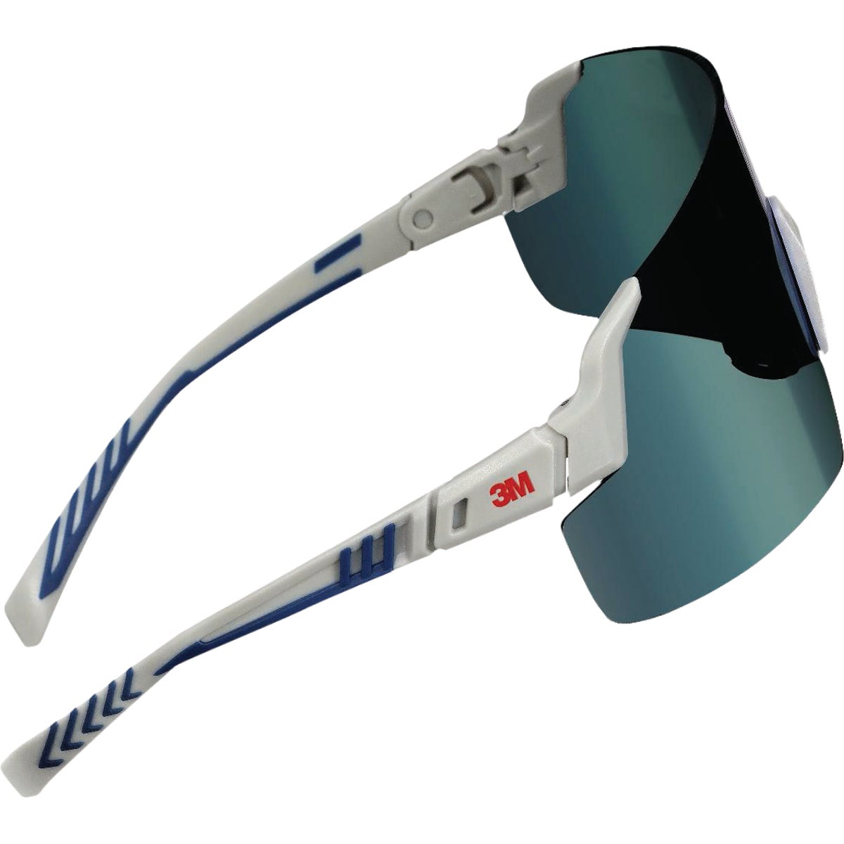 3M Blue/White Frame Safety Glasses with Mirrored Lenses Image 4