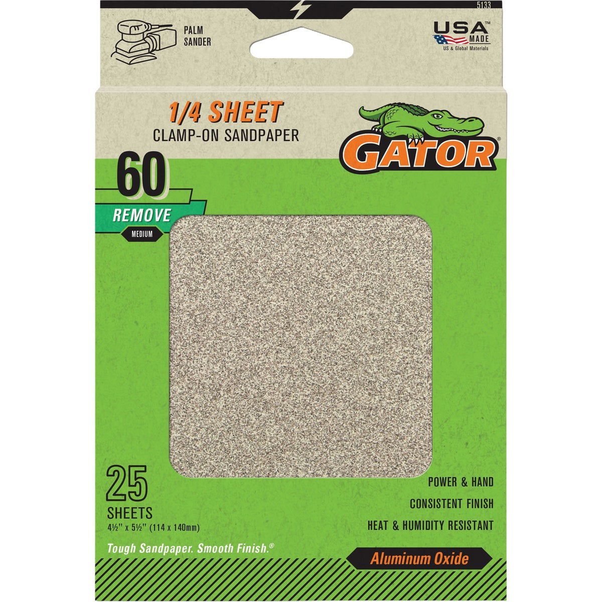 Gator 4.5 In. x 5.5 In. 60-Grit Aluminum Oxide Sandpaper Sheet (25-Pack)