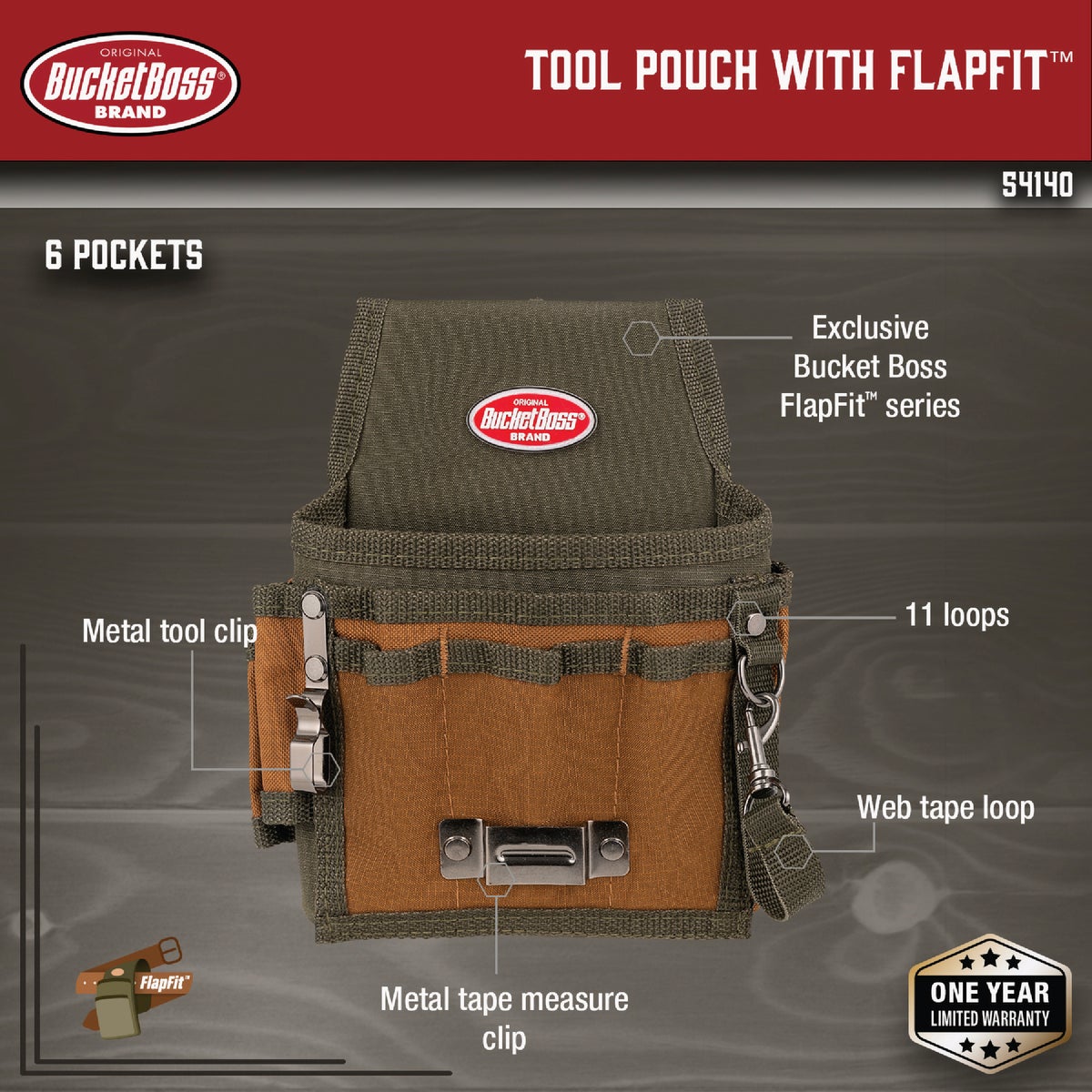 Bucket Boss FlapFit 6.5 In. Tool Belt Pouch Image 2