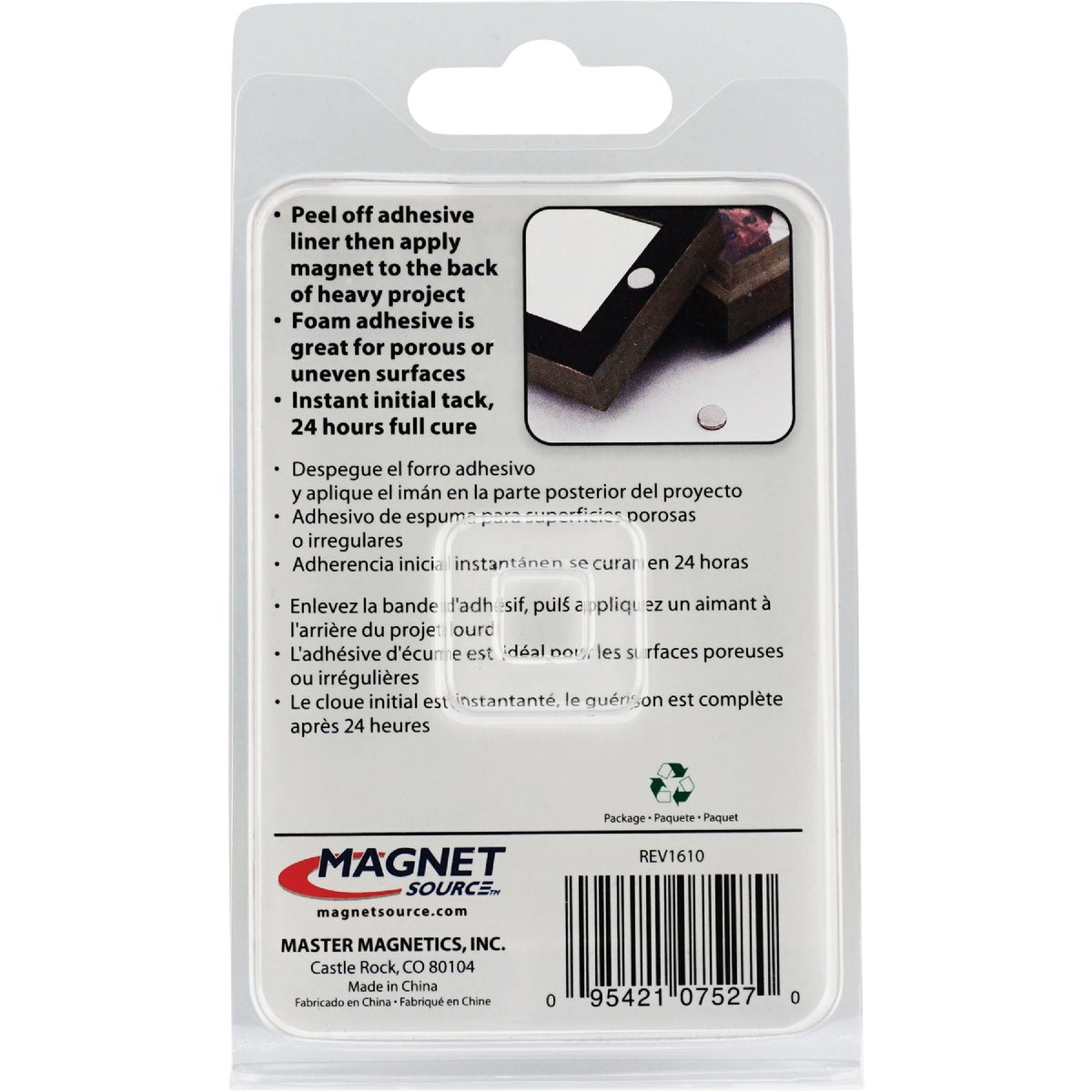 MagnetSource 2.45 Lb. Capacity Neodymium Disc Magnet with Adhesive (8-Pack) Image 6