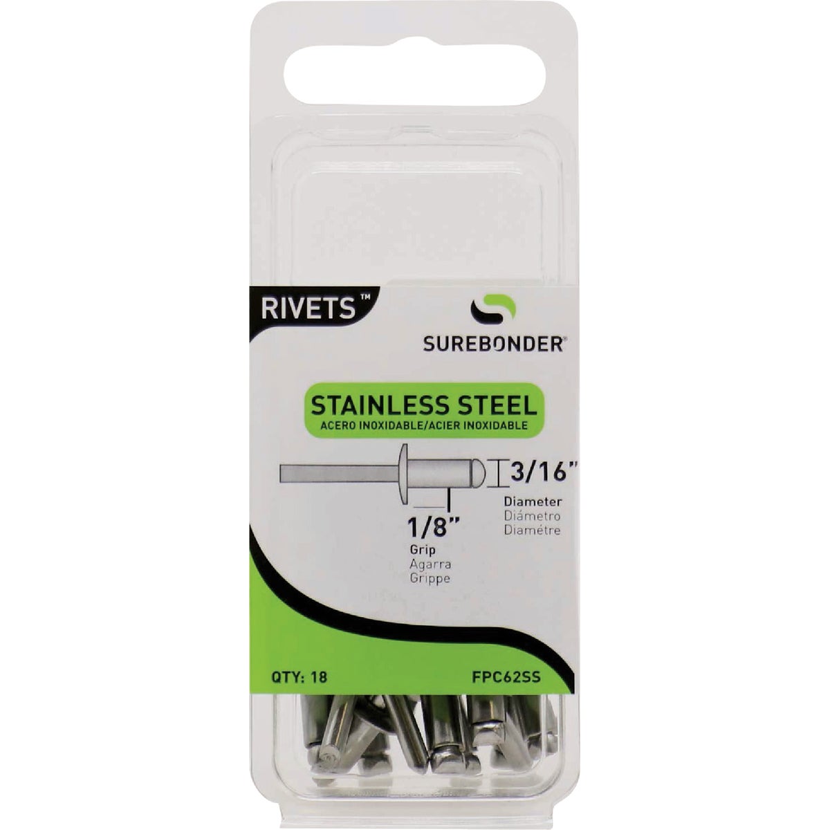 Surebonder 3/16 In. x 1/8 In. Stainless Steel Rivet (18-Pack)