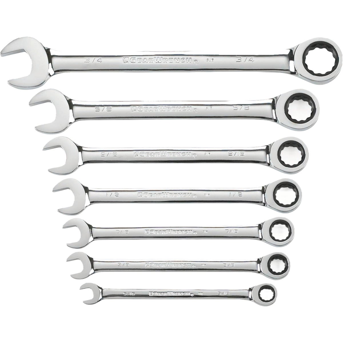Gearwrench SAE 12-Point Ratcheting Combination Wrench Set (7-Piece)