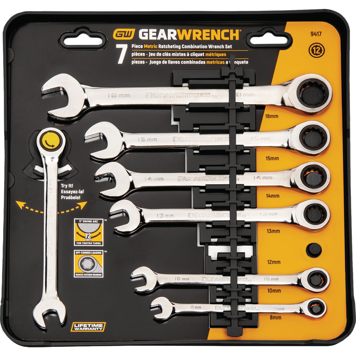 Gearwrench Metric 12-Point Ratcheting Combination Wrench Set (7-Piece) Image 4