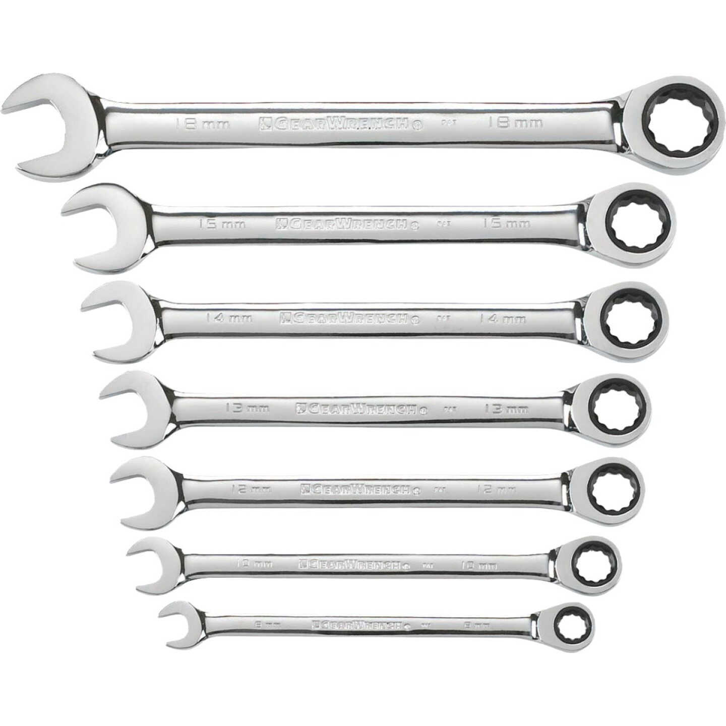 Gearwrench Metric 12-Point Ratcheting Combination Wrench Set (7-Piece) Image 1