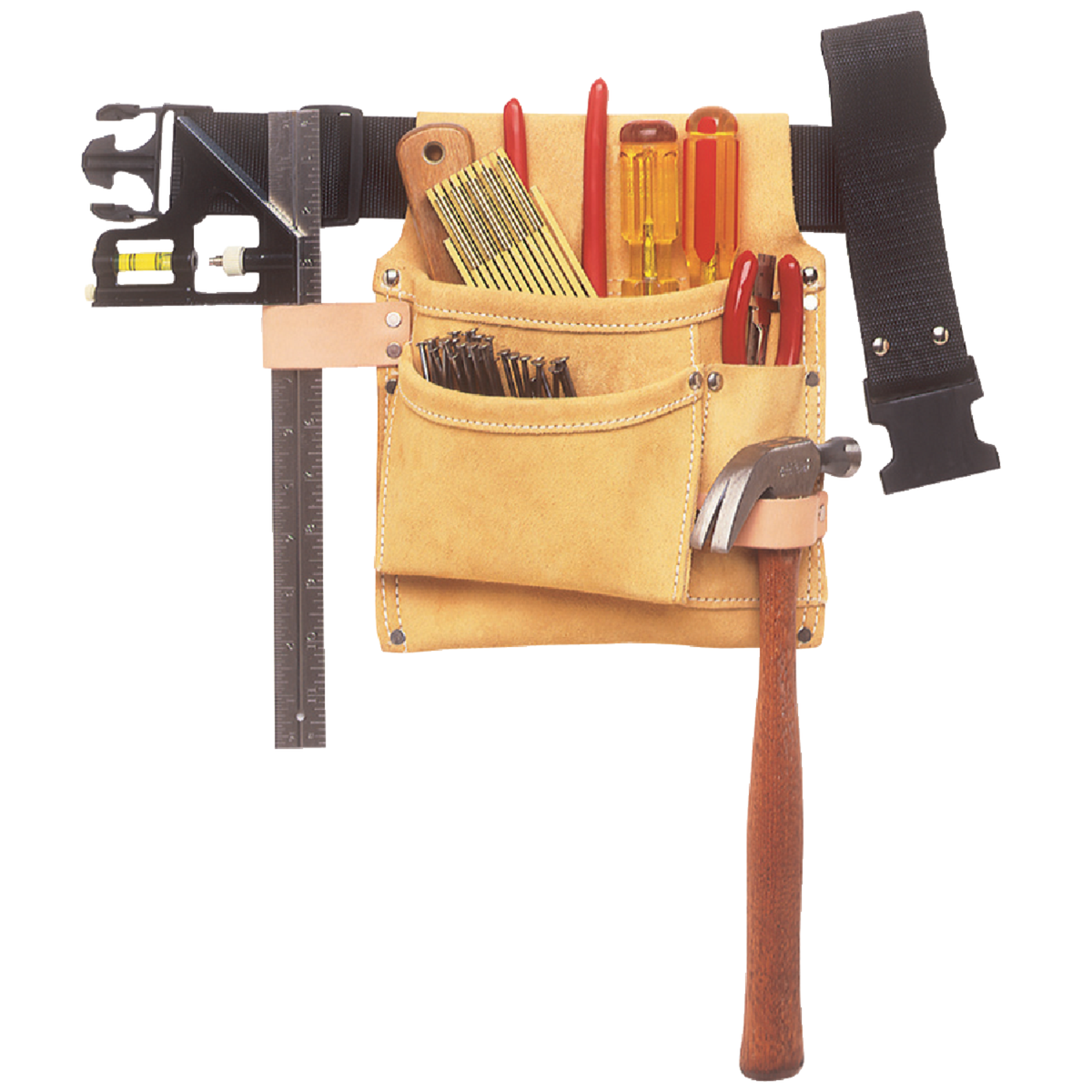 CLC 3-Pocket Suede Leather Nail & Tool Bag with Belt Image 2