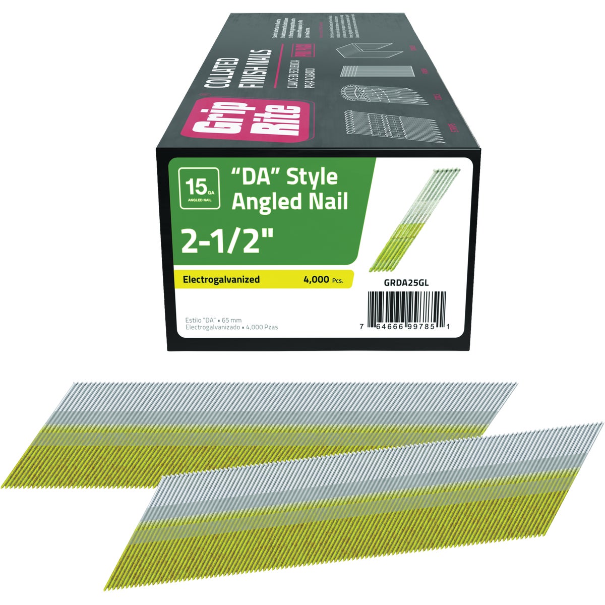Grip-Rite 2-1/2 In. 15 ga Electrogalvanized DA-Style Collated Finishing Nail (4000-Count)