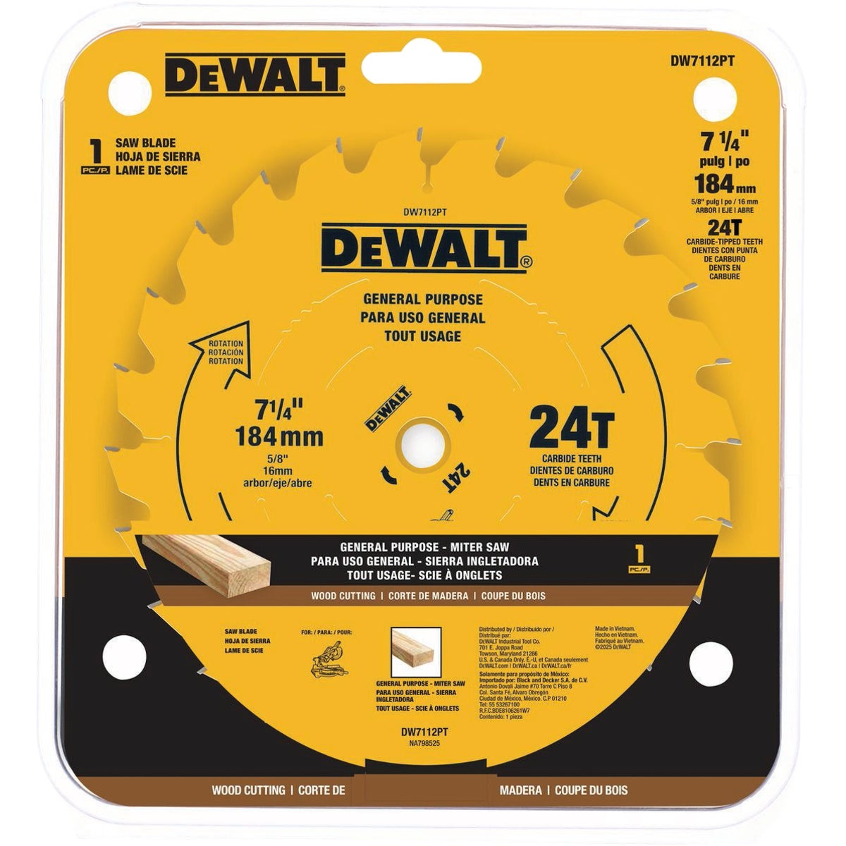 DEWALT 7-1/4 In. 24-Tooth Precision Trim Miter Saw Blade Image 2
