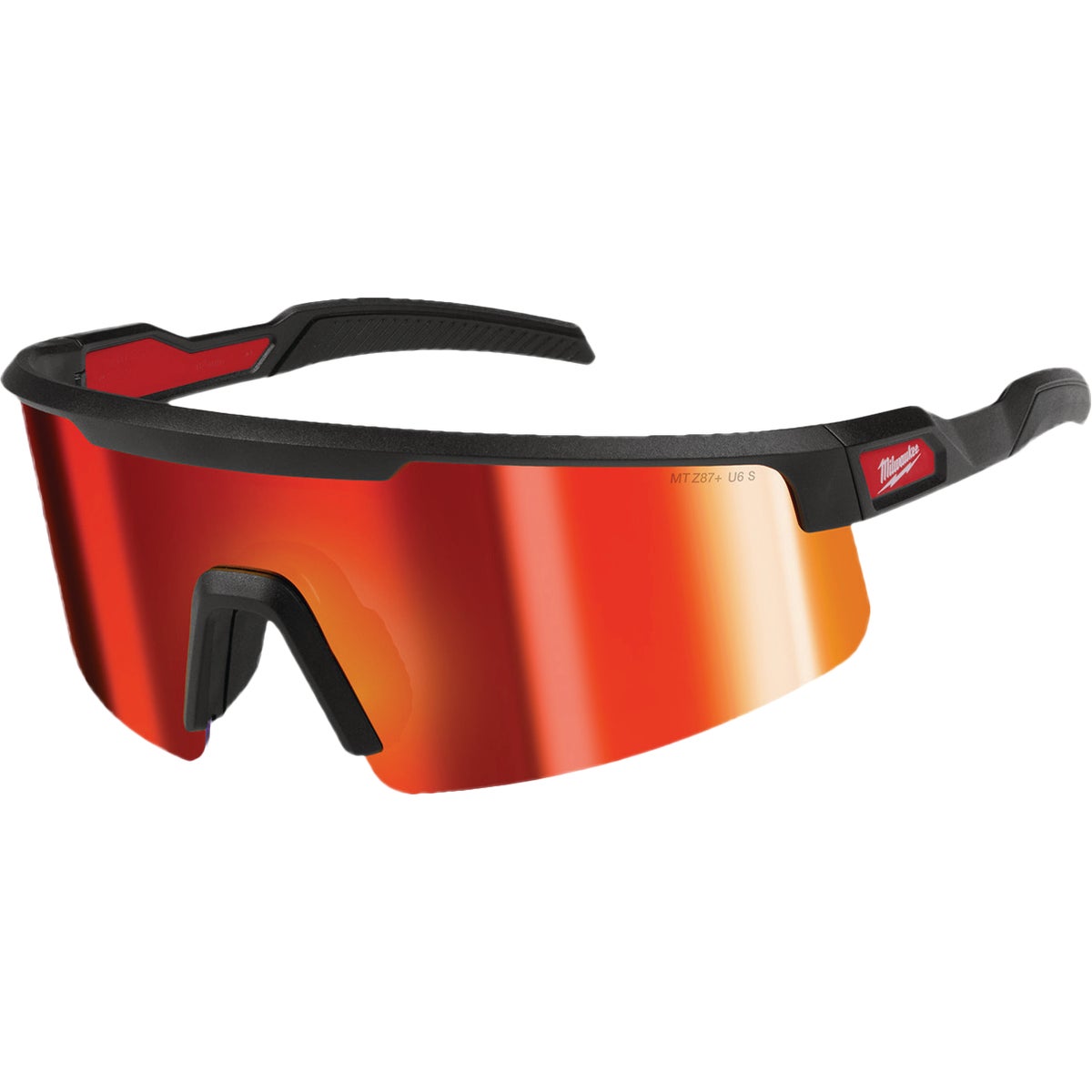 Milwaukee Wrap Around Safety Glasses with Red Mirrored Anti-Scratch Lenses