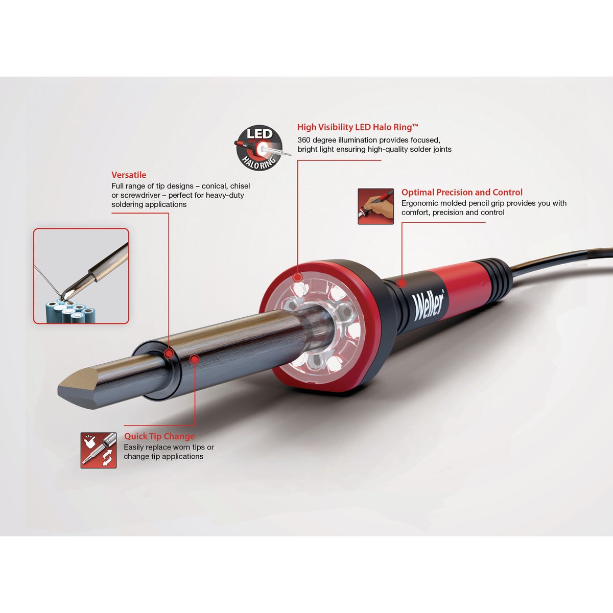 Weller 120V 80W Soldering Iron with LED Halo Ring Image 3