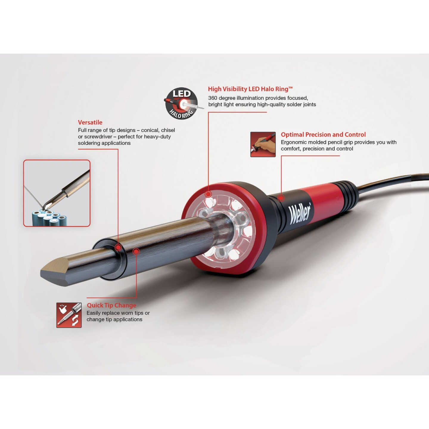 Weller 120V 80W Soldering Iron with LED Halo Ring Image 3