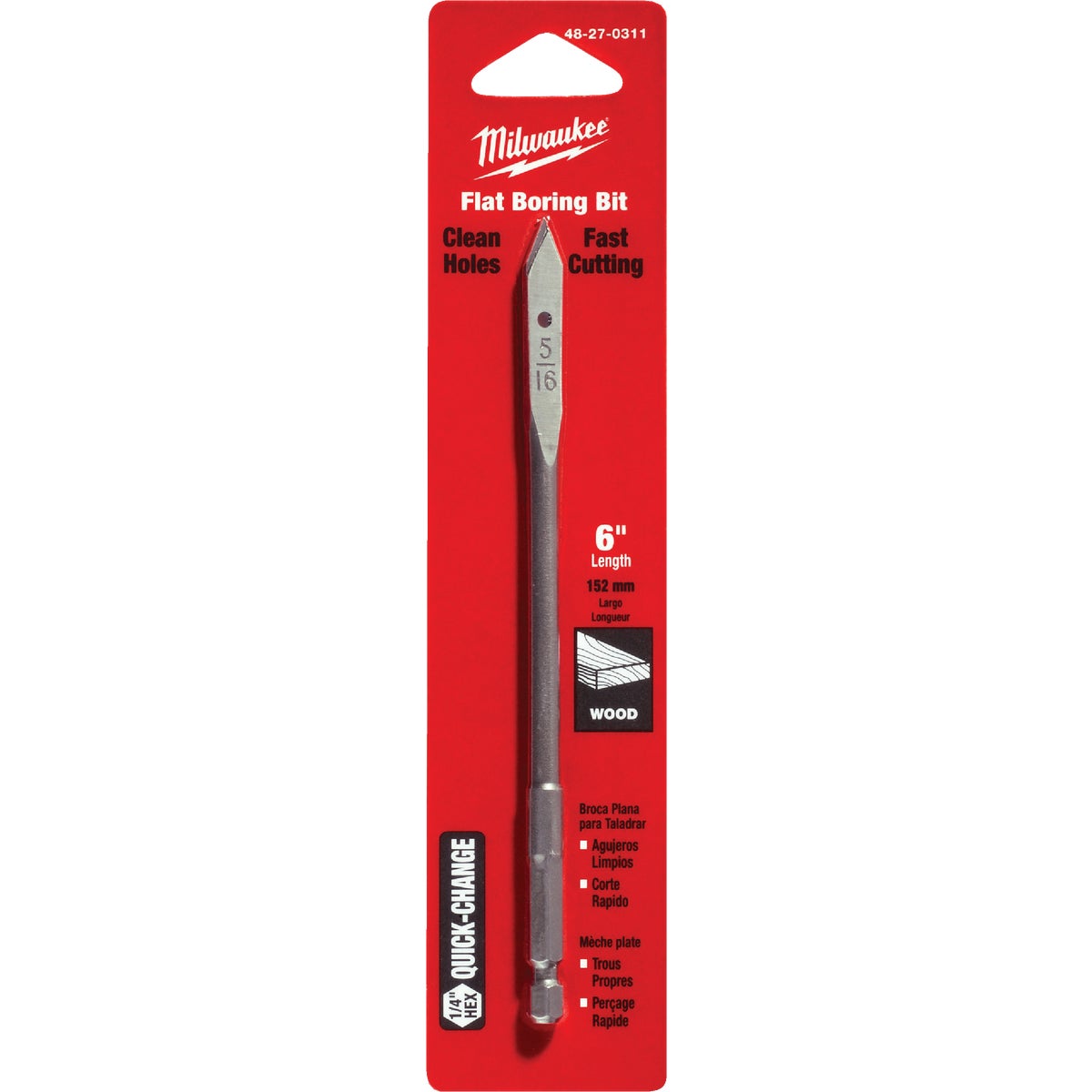 Milwaukee 5/16 In. x 6 In. Spade Bit Image 1