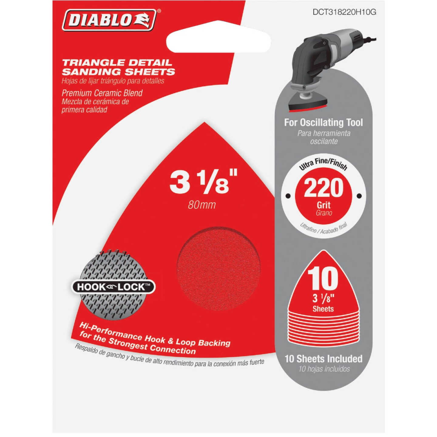 Diablo 220-Grit (Fine) 3-1/8 In. Oscillating Detail Triangle Sanding Sheets (10-Pack) Image 1